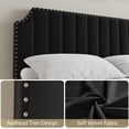 thumbnail image 3 of Queen Size Bed Frame, 52 Inch Tall Headboard Platform Bed Frame with Nailhead Trim and Footboard, Sturdy Wooden Slats Support, Noise Free Design, Black, 3 of 6