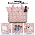 thumbnail image 2 of Tote Bag for Women - Pink Christmas Snowman Pattern Shoulder Bag - Large Utility Work Duffle Bag with Zipper Handbag for Travel, Work, Sprots, 2 of 5