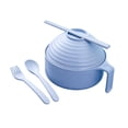 thumbnail image 1 of Tazón de ramen con tapa, olla para ramen, fácil de limpiar, portátil, agarre cómodo, para ensaladas azul, 1 of 9
