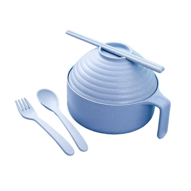 Cuencos de fideos instantáneos con tapa Cuenco de comida para el hogar Comedor Acampada al aire libre azul