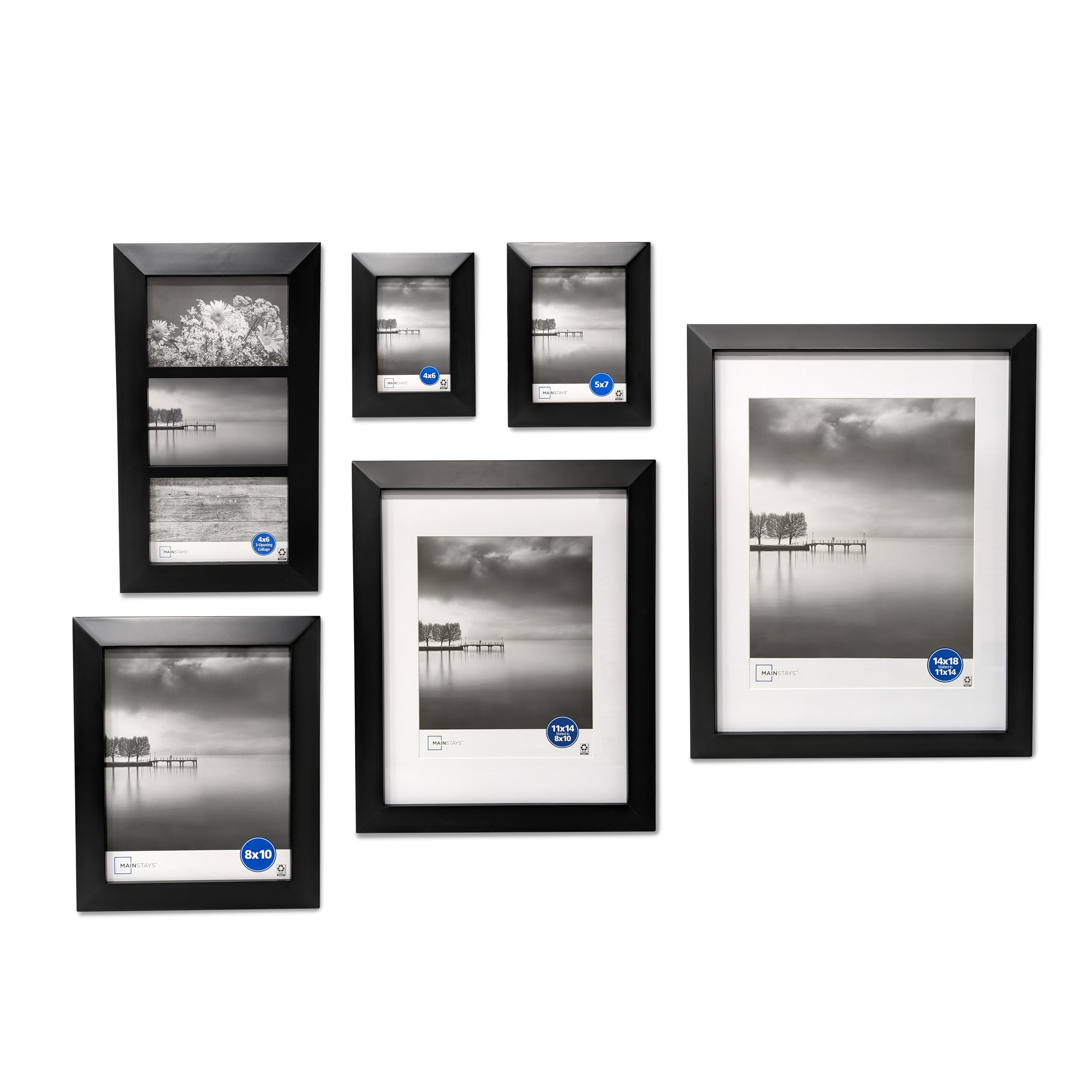 Mainstays 11x14 Matted to 8x10 Front Loading Picture Frame, Black, Set of 3  - Yahoo Shopping