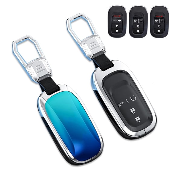 Zinc Alloy Gradient Glass Back Cover Key Fob Case Holder Protector Shell with Keychain Compatible for Honda Civic Accord Pilot CR-V HR-V 2022-2023