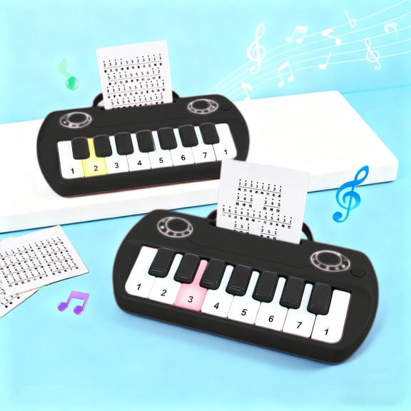 JJV Mini Piano Toy, Pocket Mini Keyboard Piano Toy for Kids Ages 3-8 Years Old, Light Up Travel Musical Piano Musical Instrument Toy, Music Interactive Birthday Gift