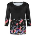 thumbnail image 5 of Hauts à Manches 3/4 pour Femmes, Mode Imprimée de Pâques, T-shirt Ample Mi-Longue, Blouse à Manches 3/4, Col Rond, Décontracté, Été 2023, en Solde, 5 of 5
