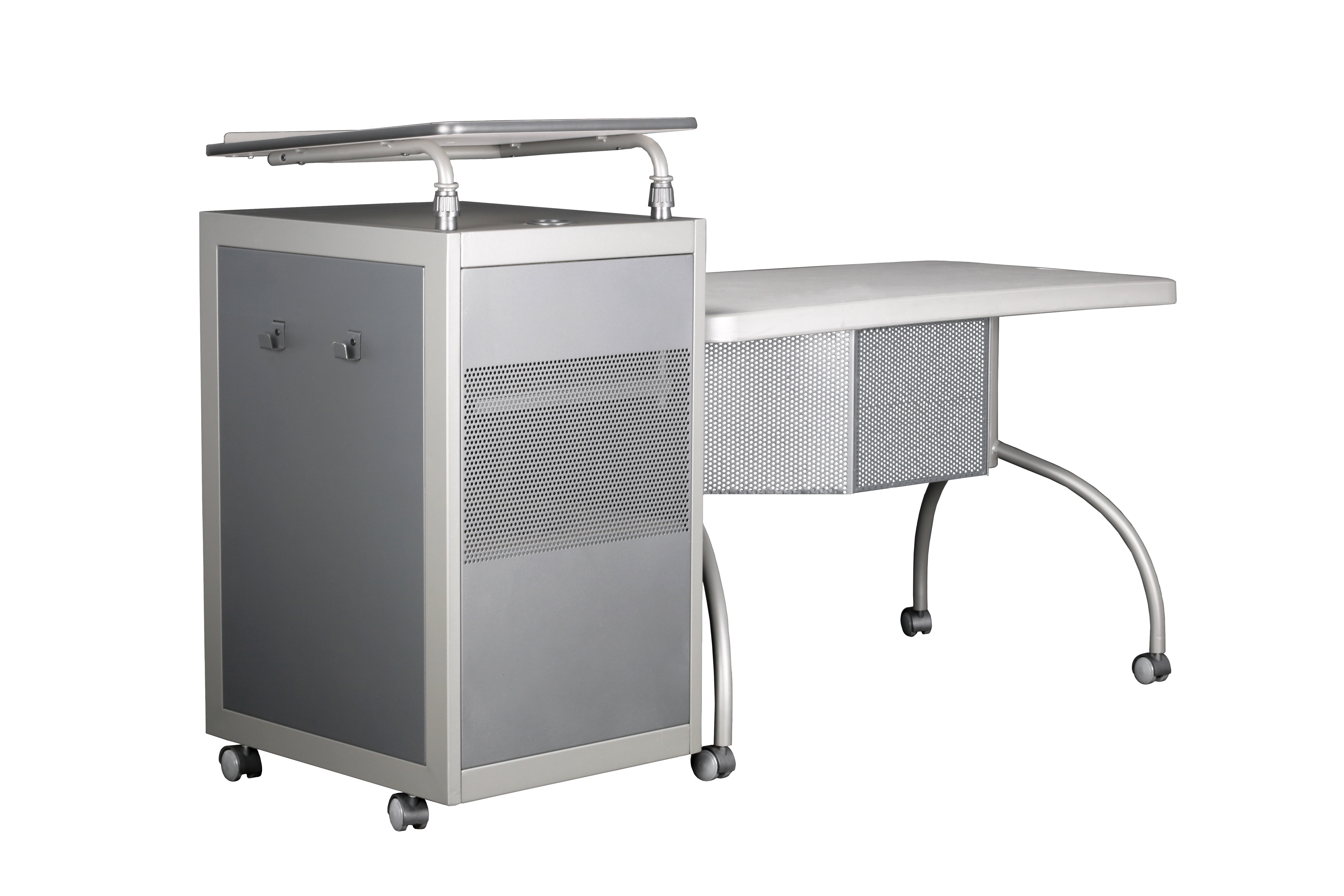 Hampden Furnishings EDU Podium Desk and Lectern Combo, Charcoal Slate and Black