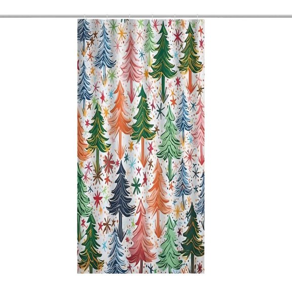 RKSupls Waterproof Shower Curtain, Whimsical Trees Stars Holiday Pattern Polyester Shower Curtain with Hooks for Chic Elegant Home Bathtub Bathroom Decor Washable