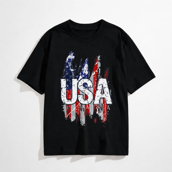 Mens USA Shirt American Flag T-Shirt 4th of July Patriotic Short Sleeve Tee