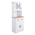 thumbnail image 4 of GZXS 67" Modern Buffet with Hutch, Kitchen Pantry Microwave Cabinet with Framed Glass Doors and 2 Drawers, White, 4 of 10