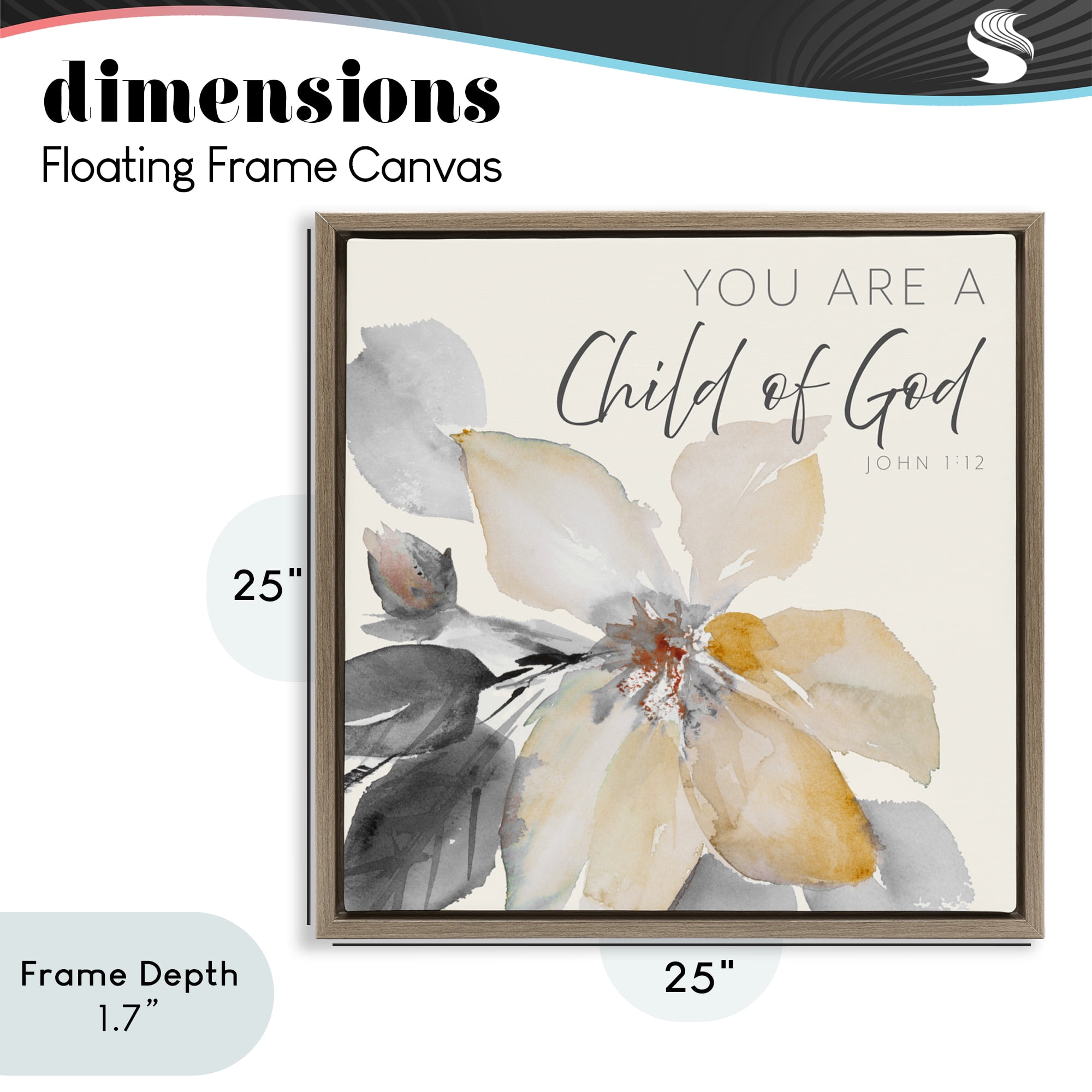 Stupell Industries Child Of God Flower Brown Framed Floater Canvas Wall Art, design by Lanie Loreth