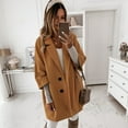 thumbnail image 5 of BAETEUY Women Winter Overcoat Turn-down Collar Double-breasted Three-quarter Sleeved Coat, 5 of 8