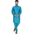 thumbnail image 1 of SKAVIJ Ensemble Kurta Pyjama pour Hommes Tenue de Fête Ethnique Indienne Turquoise S, 1 of 6