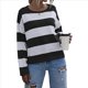 thumbnail image 1 of Camisas de Larga para Mujer, Blusas Casuales Holgadas A Rayas, Suéteres de Punto Negro L, 1 of 9