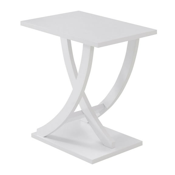 Newport Criss-Cross Chairside End Table in White Wood Finish