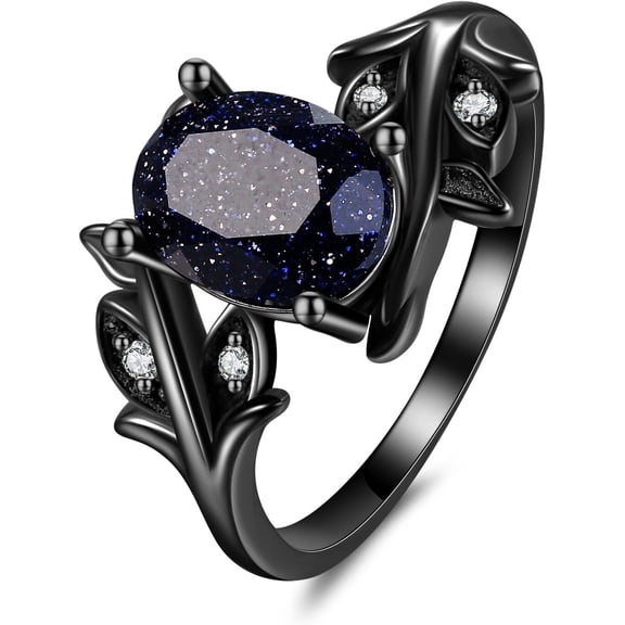 Blue Sandstone Ring Sterling Silver Blue Sandstone Jewelry Gift for Women