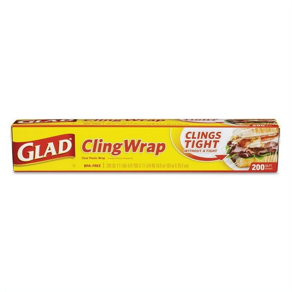 Glad Clingwrap Plastic Wrap, 200 Square Foot Roll, Clear