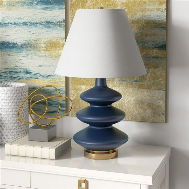 Henn & Hart TL0385 Carleta Matte Blue Triple Gourd Table Lamp