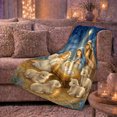 thumbnail image 5 of Traditional decorative motif Scene Holy Family Angel Lambs Peaceful, Warm Flannel Blanket for Living Room and Family Room, Festive decorative motif Scene, Art Lovers Christmas Gift, 5 of 7