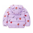 thumbnail image 4 of Hicidod Infant Jackets Cute Bear Ears Hooded Long Sleeve Down Coat Lightweight Floral Printed Thicken Winter Warm Jacket, 4 of 5
