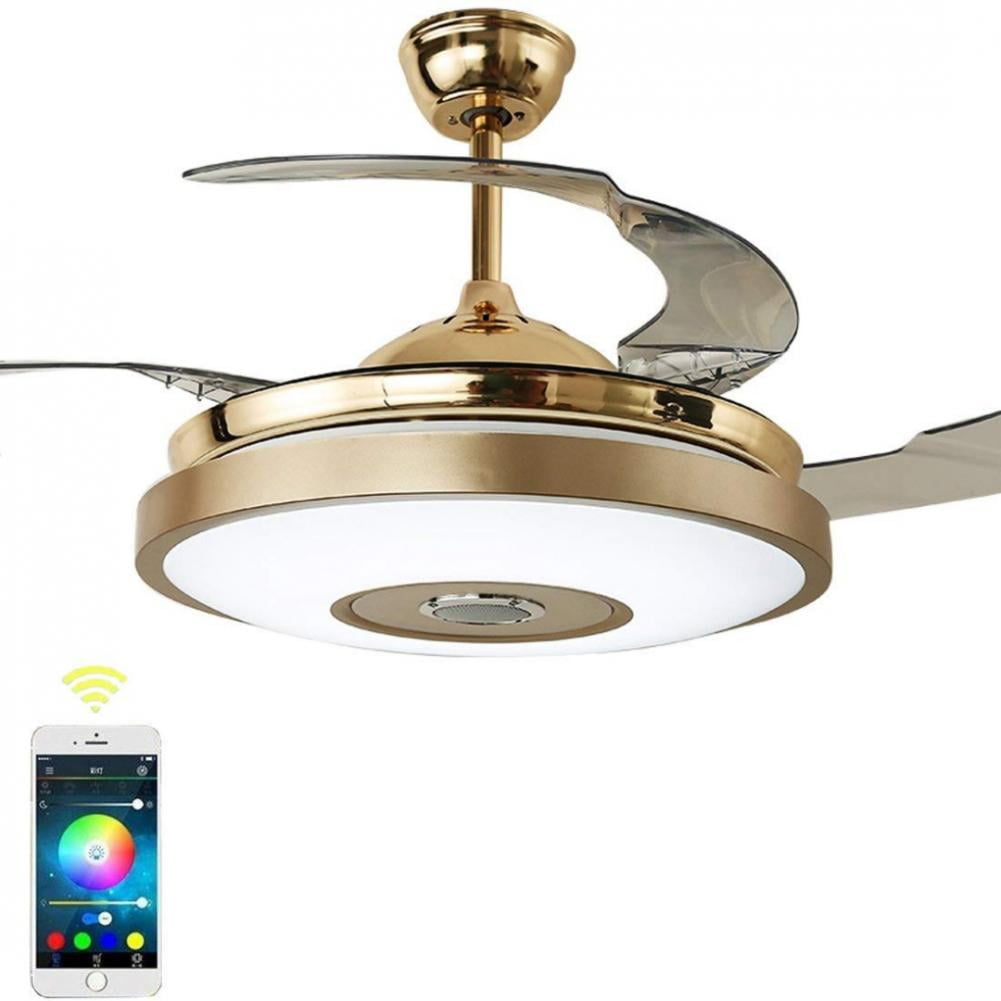 FINE MAKER Smart Bluetooth Speaker Ceiling Fan with Light Invisible