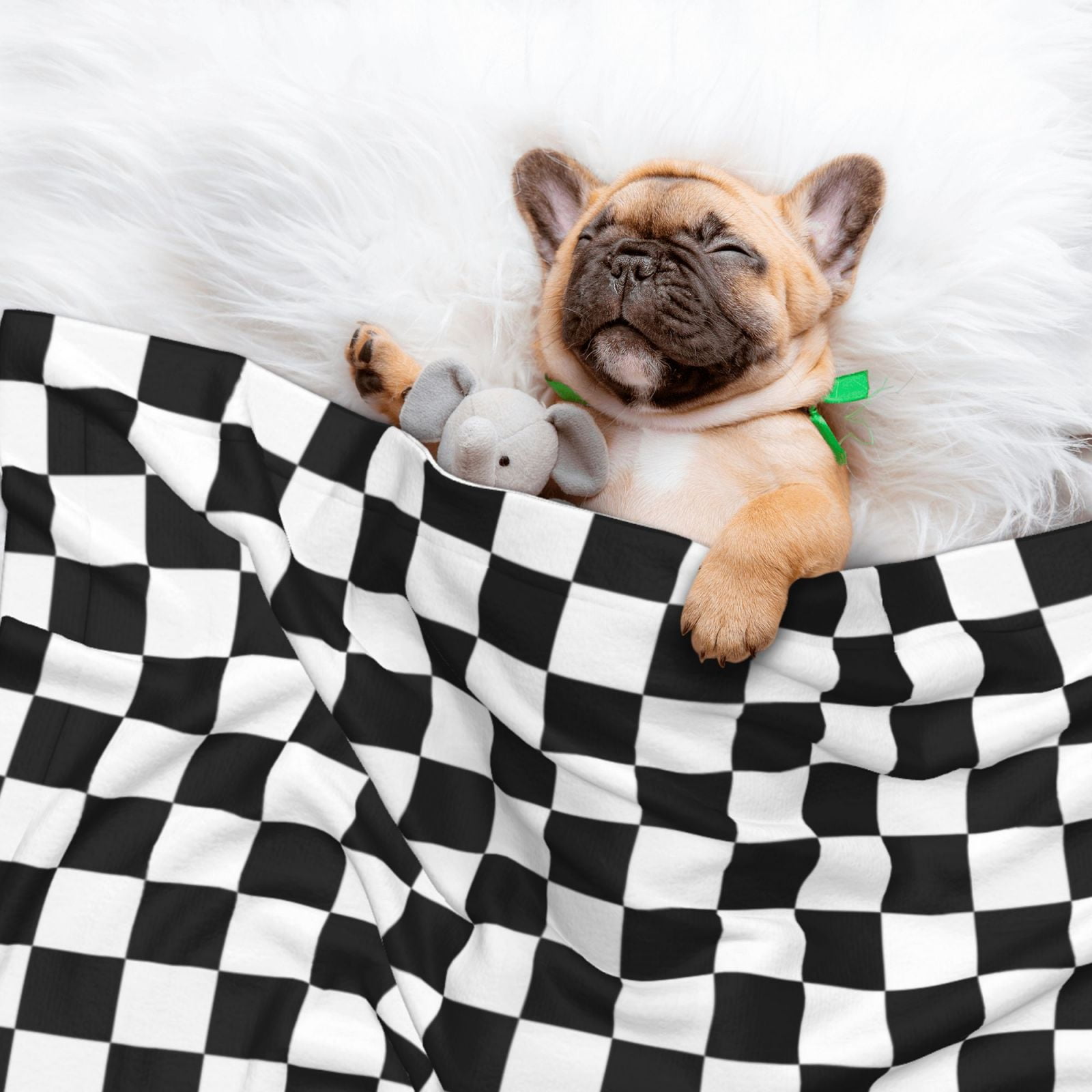 Flannel Throw Dog Blanket Checkerboard Black And White Soft Warm Print Pet Blankets for Small Dog Cat Puppy