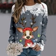 thumbnail image 2 of WEAIXIMIUNG Chandails en Molleton Courts pour Femmes, Pulls de Noël Tendance pour Femmes, Mode, Manches Longues, Col Rond, Graphique Renne Mignon, Chemises de Noël (4), 2 of 4