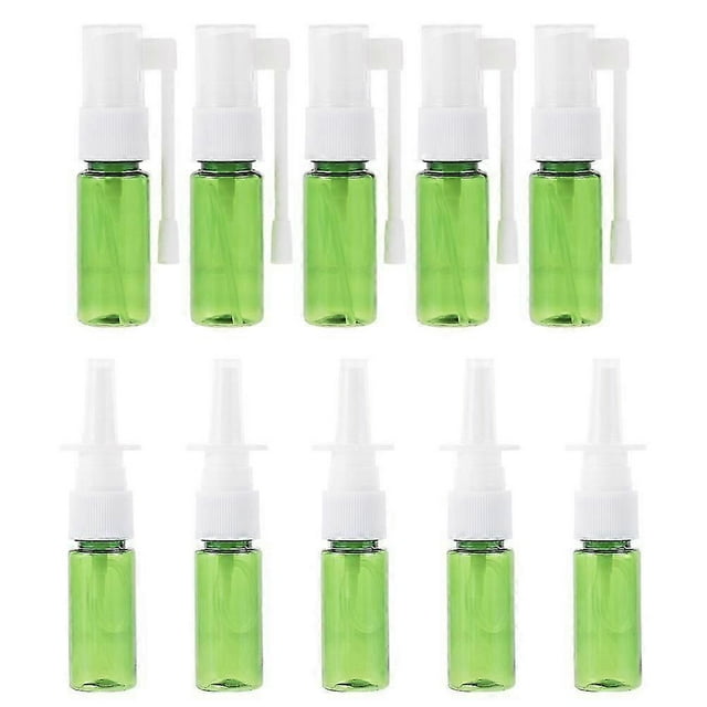 10pcs Portable Nasal Spray Bottles Cosmetics Empty Bottles Plastic Sub Bottles (Green)