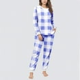 thumbnail image 5 of HUJlwoi Womens Fleece Pajama Sets Fluffy Warm Sherpa Plaid Pj Set Cozy Thermal Loungewear Plush Sleepwear Two Piece Set, 5 of 6