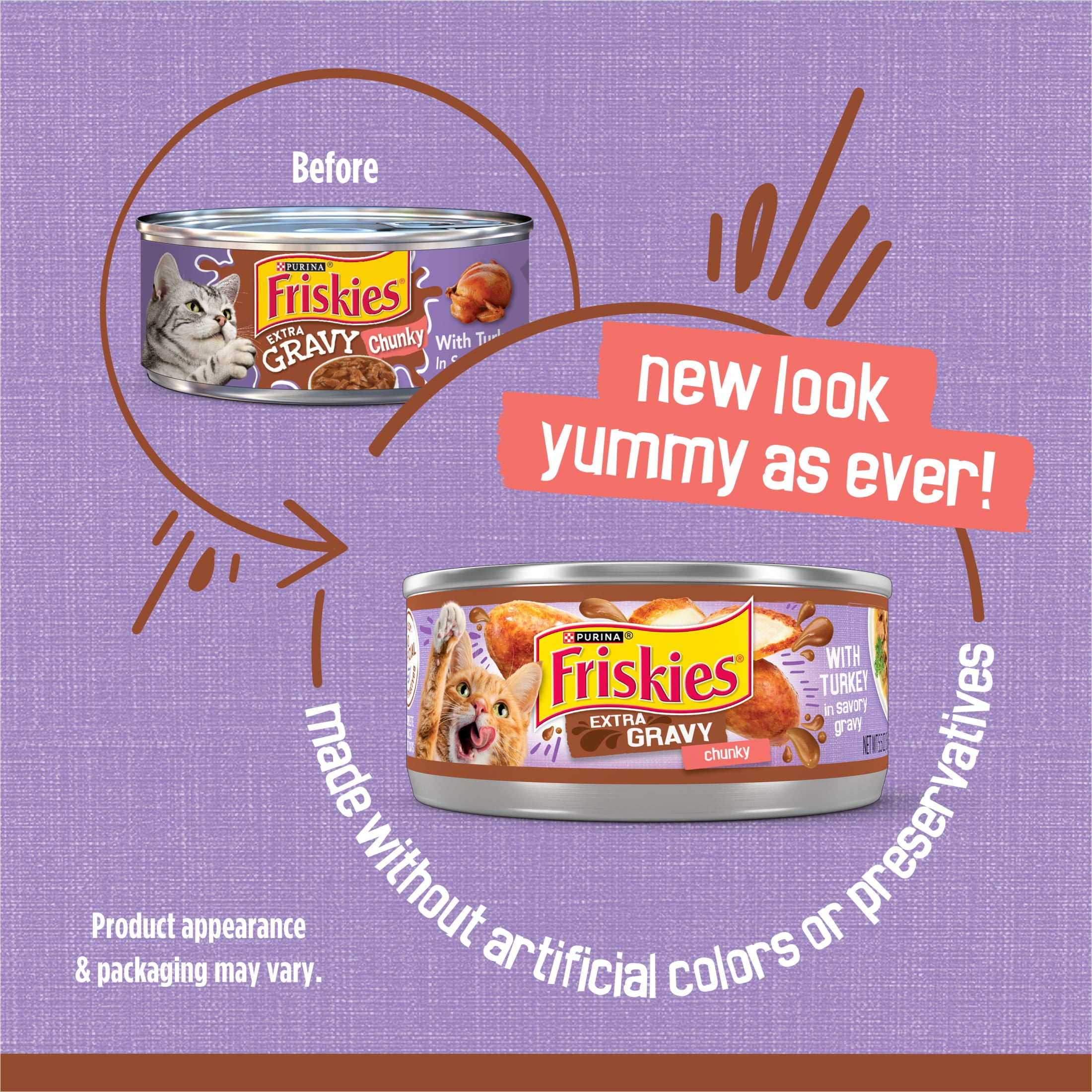 (2 pack) Purina Friskies Extra Chunky Gravy, Soft Turkey, Wet Cat Food, 5.5 oz Cans