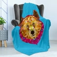 thumbnail image 4 of Bear Soft Flannel Fleece Throw Blanket, Geometrical Head with Triangular Fractal Pattern with Poly Effect, Cozy Plush for Indoor and Outdoor Use, 50" x 70", Fuchsia Blue Pale Brown, by Ambesonne, 4 of 5