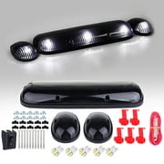 SCITOO Fit for 2002-2007 Chevy Silverado/GMC Sierra 1500 2500HD 3500 5x Smoke Cab Lights Covers Cab Roof Running Top Clearance Marker Assembly with 5x White LED Light Bulbs