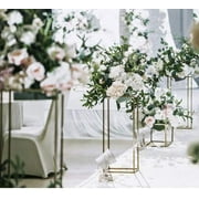 Anqidi Wedding Flower Stand Set, 10Pcs Rectangle Gold Metal Column Rack Wedding Prop Decor Balloon Display Holder (60cm)