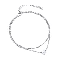 Bestyle Initial Heart Anklet Bracelets for Women Double Layered Letter U Ankle Chain Summer Feet Jewelry for Her Mom Daughter Wife