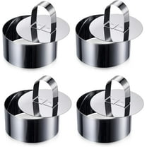 LQQBOX Round Cake Ring Molds, Stainless Steel 3.07 inch Food Rings Dessert Mousse Cooking Rings Mold with Pusher (Include 4 Rings & 4 Pushers)
