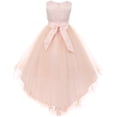 thumbnail image 2 of Little Girl Sleeveless Satin Top Stone Neckline Hi Low Party Flower Girl Dress USA White 2 TR 1038 BNY Corner, 2 of 5