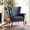 Navy 1, variant on Faux Leather Accent Chair with Removable Cushion, Comfy Upholstered Armchair with Black Metal Legs & Nailhead Trim Wingback Vanity Chair for Reading Living Room Bedroom, Navy
