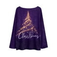 thumbnail image 5 of Women's Round Neck Lightweight Sweater Casual Long Sleeve Christmas Print Knit Pullover for Fall and Winter, Merry Christmas Design, Cozy and Festive, Christmas Sweaters for Women ,Purple,2XL, 5 of 5