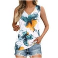 thumbnail image 2 of Tank Tops for Women under $5 Sleeveless V-neck Printed Tank Top White, 2 of 5