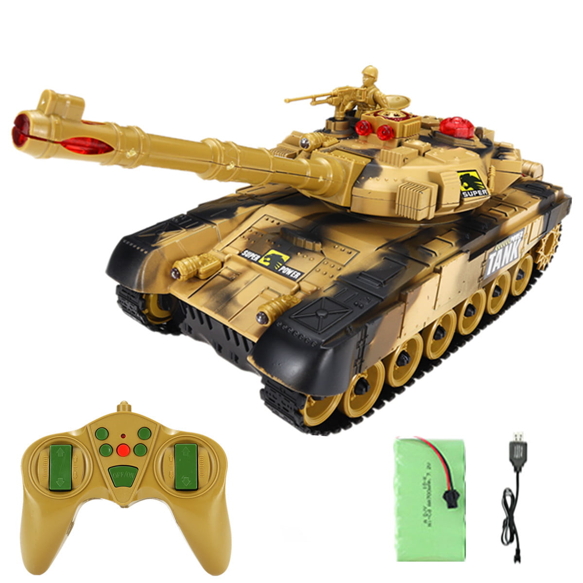 Remote Control Military RC Battle Tank Toy That Shoots with Lights 