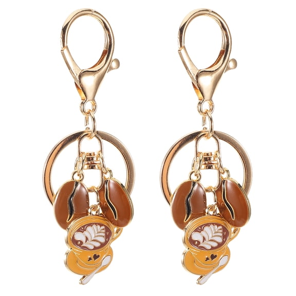 Hemobllo Coffe Cup Keychain Chocolate Metal Espresso Cup Shape for Decor 2Pcs