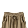 thumbnail image 4 of Jerdar Women's Lightweight Linen Capri Pants Summer Wide Leg Pocket Drawstring Elastic Waist Pants M, 4 of 7