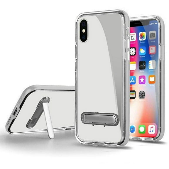 GSA Clear Hybrid Kickstand Case For iPhone XS Max (6.5") - Clear/Silver