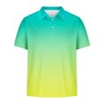 thumbnail image 5 of Teissuly Men's Casual Gradient Short Sleeved Lapel Button Up T-shirt Top, 5 of 5