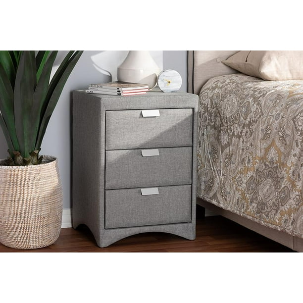 Contemporary Nightstand Fabric Grey 85