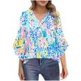 thumbnail image 2 of Neewe Long Sleeve Shirts for Women 2025 Fall Tops Floral Print Pleated Dressy Casual Blouses, 2 of 7