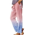 thumbnail image 4 of JUSLIO Linen Pants Women Comfortable Pockets Linen Casual Straight Leg Pants Blue L, 4 of 5