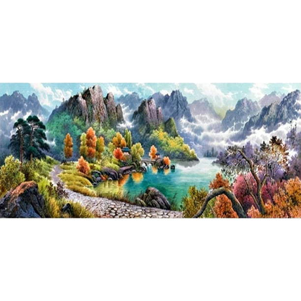 (SZX-C1267) Hilo algodón ecológico bordado 11CT 3 hebras impresión 100*45cm paisaje otoñal paisaje punto cruz paisaje serie kit