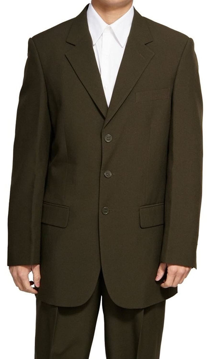 Men's Wool Feel 3 button Single Breasted Olive Suit Color Fortino Landi 