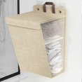 thumbnail image 3 of Wall Hanging Laundry Basket Collapsible Dirty Clothes Basket Space Saving Foldable Laundry Basket for Shoes Socks Towels Beige L Size, 3 of 4