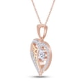thumbnail image 3 of AFFY Round White CZ Two-Tone Mom Heart Pendant Necklace 925 Sterling Silver Rose, 3 of 7