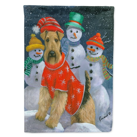 Airedale Snowpeople Christmas Garden Flag